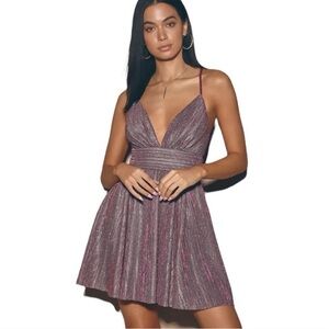 NWT Lulus Stop The Show Glitter Skater Dress Size Medium‎